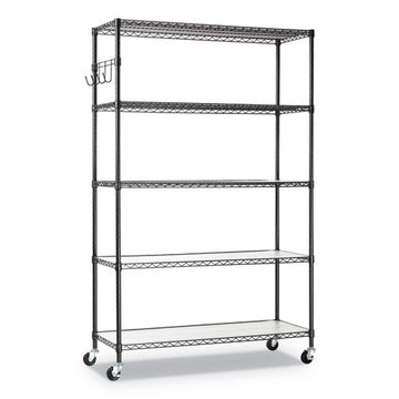 Alera® 5-shelf Wire Shelving Kit With Casters And Shelf Liners, 48w X 18d X 72h, Black Anthracite freeshipping - TVN Wholesale
